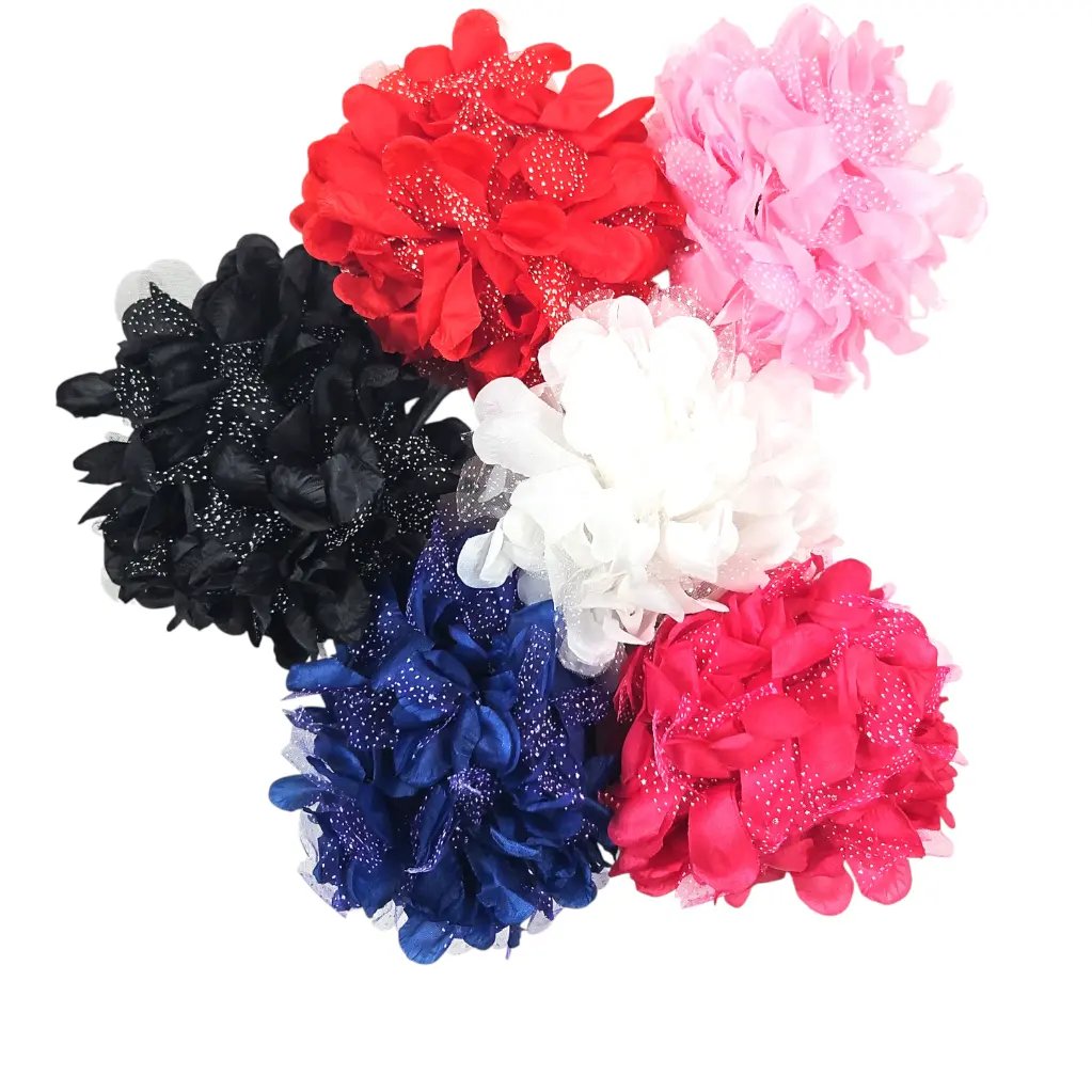 [IX2504884] White Dotted Petals Medium Flower Crab For Hair