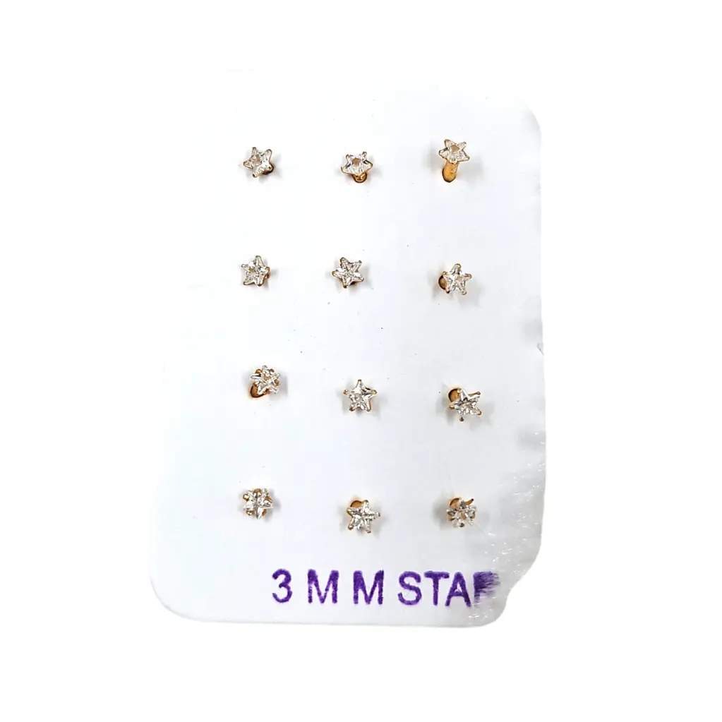 [IX2504888] White Stone Star Gold Plated Second Studs 