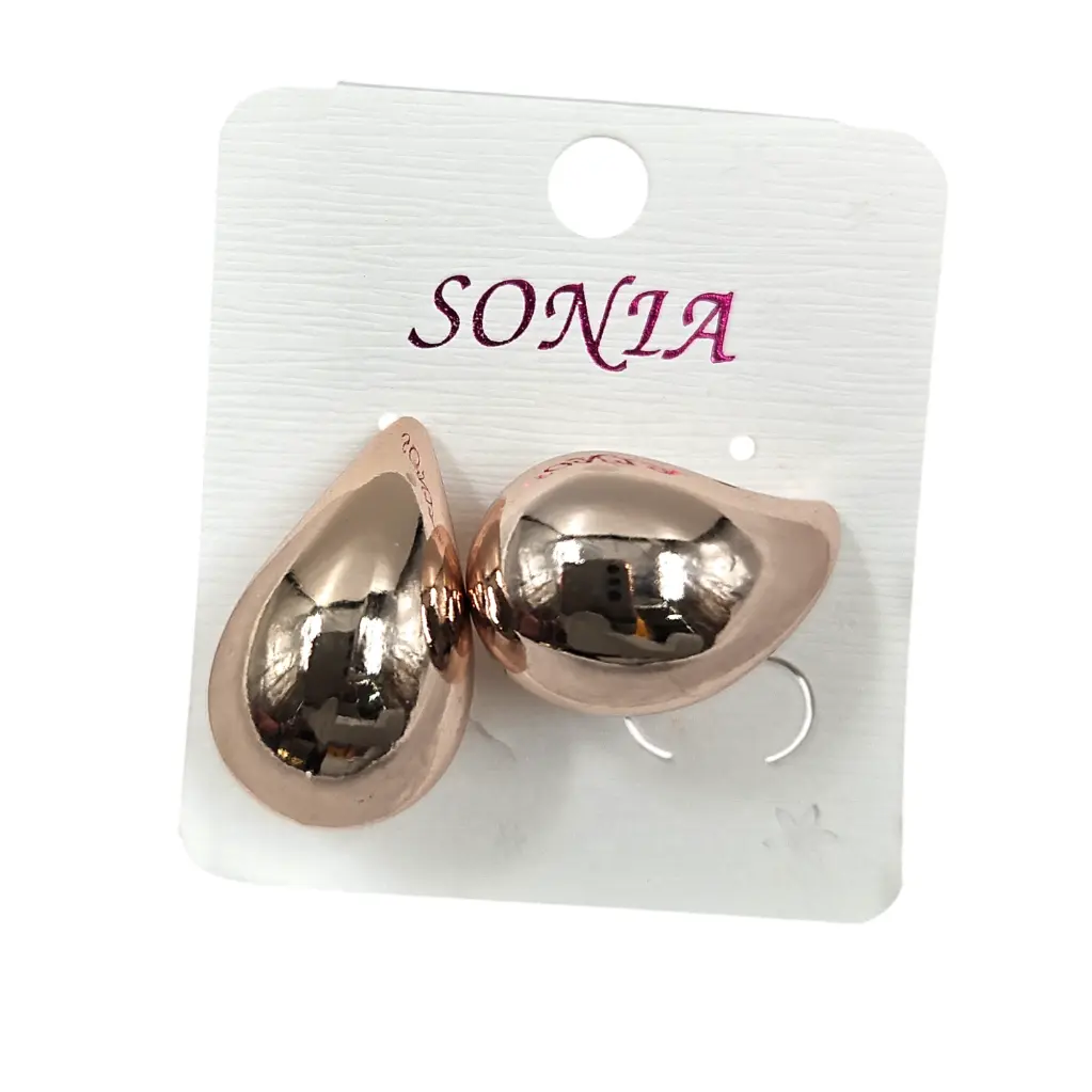 [IX2504890] Water Drop Stud Earring Big (Rose gold)