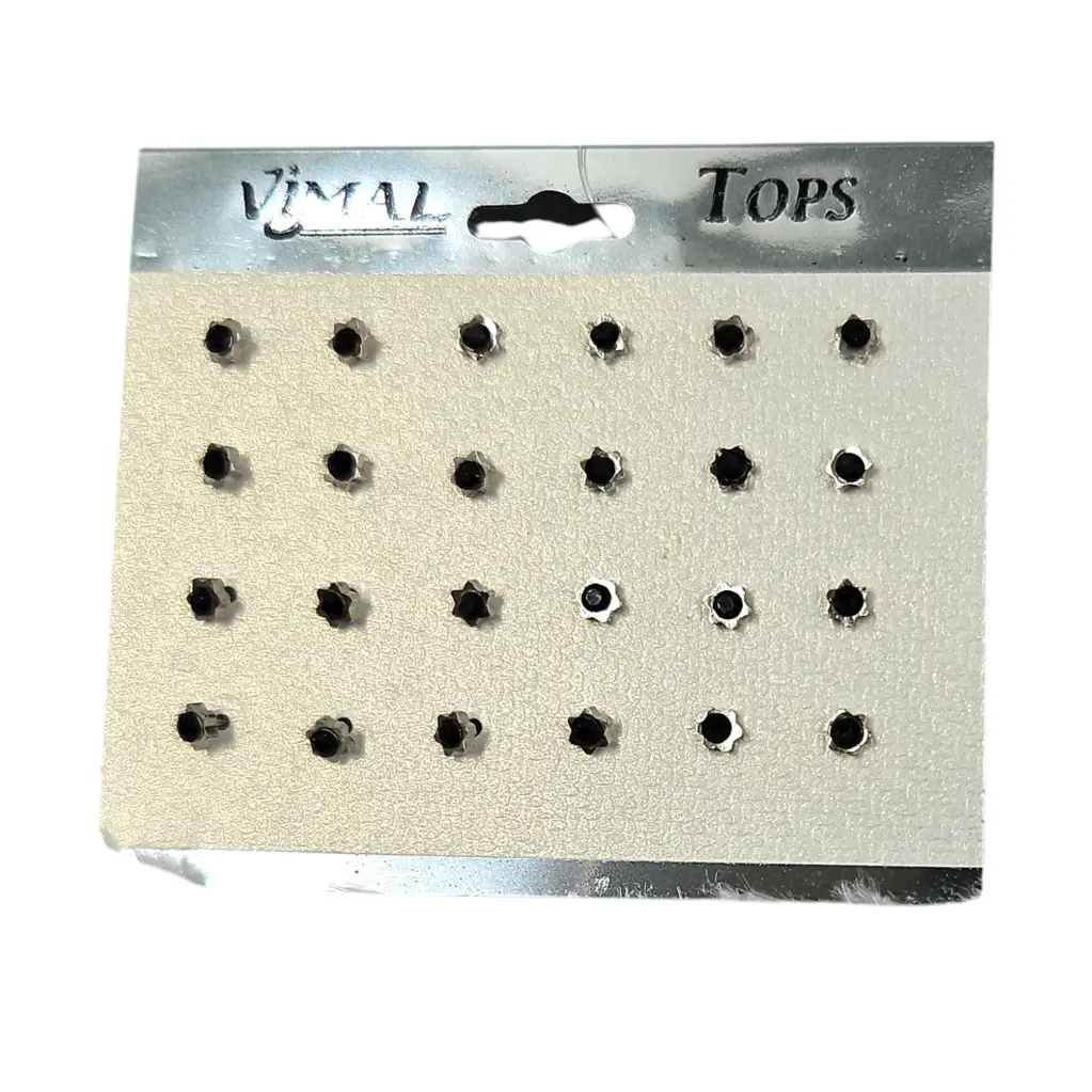 [IX2504892] Vimal Tops Black Stone With Silver Flower Stud