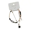 Gold Plated Black Beads And Star Charm Double Layer Bracelet