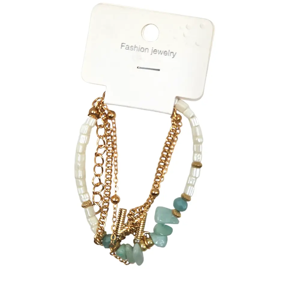 Multi Strand Beaded With Letter 3 Layer Bracelet