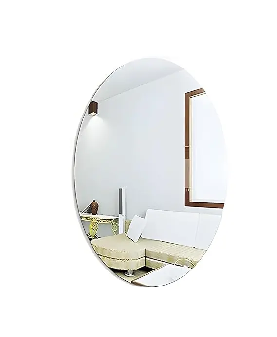 [IX2504945] Self Adhesive Wall Mirror Sticker Unbreakable Plastic 30x40cm (Oval)