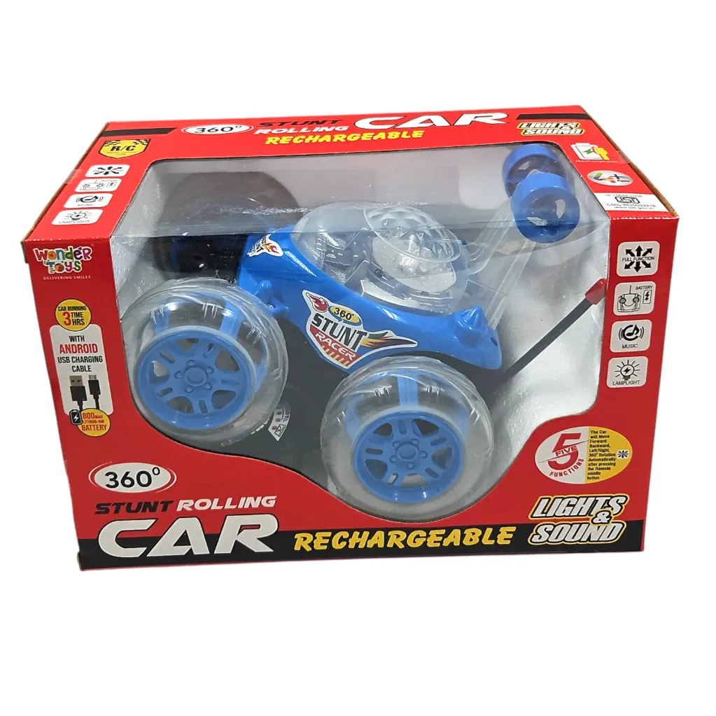 360 Stunt Rolling Rechargeable Remote Control Car With Lights & Music 