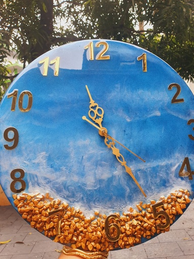 [IX000864] Epoxy Resin 12 Inch Blue Beach Theme Resin Clock 