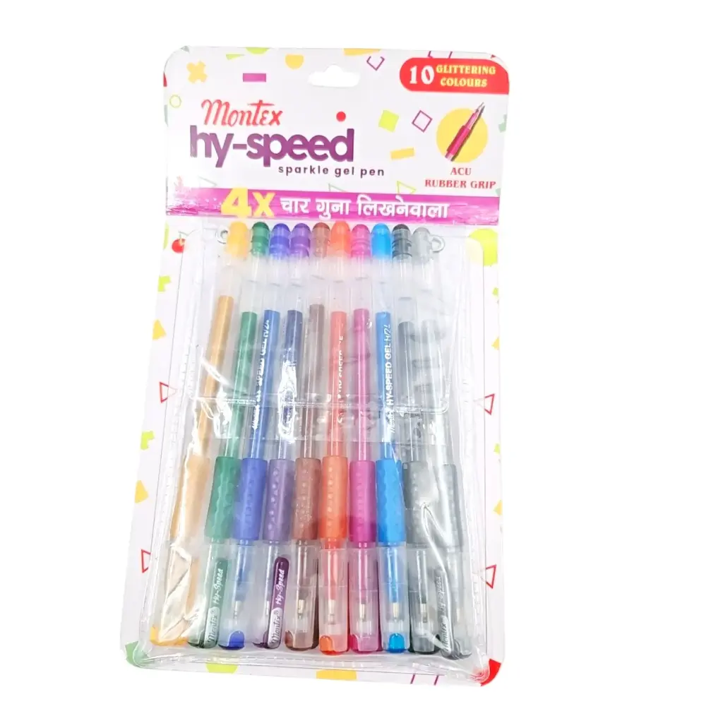 Montex Hy Speed Glitter Sparkle Gel Pen 10 Shades