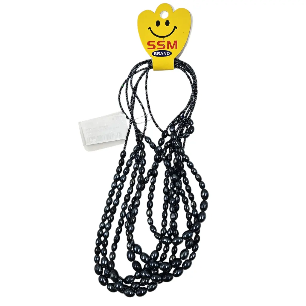 [IX2505124] Hemitate Oval Beads Grey Color Muthu Mala