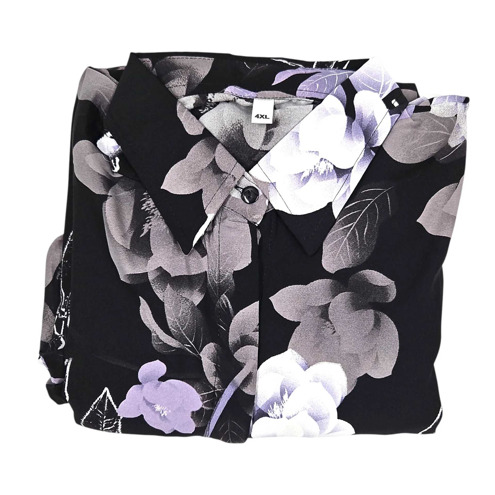 [IX2505345] Colored Floral Print Full Length Black Pardah Gown With Elastic Hand 4XL (Purple)