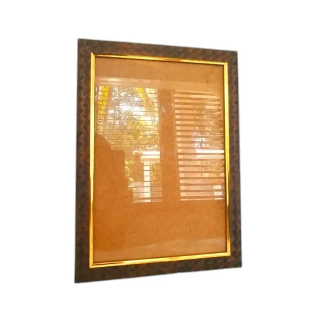 [IX000620] A4 Brown Texture Blank Frame With Golden Border