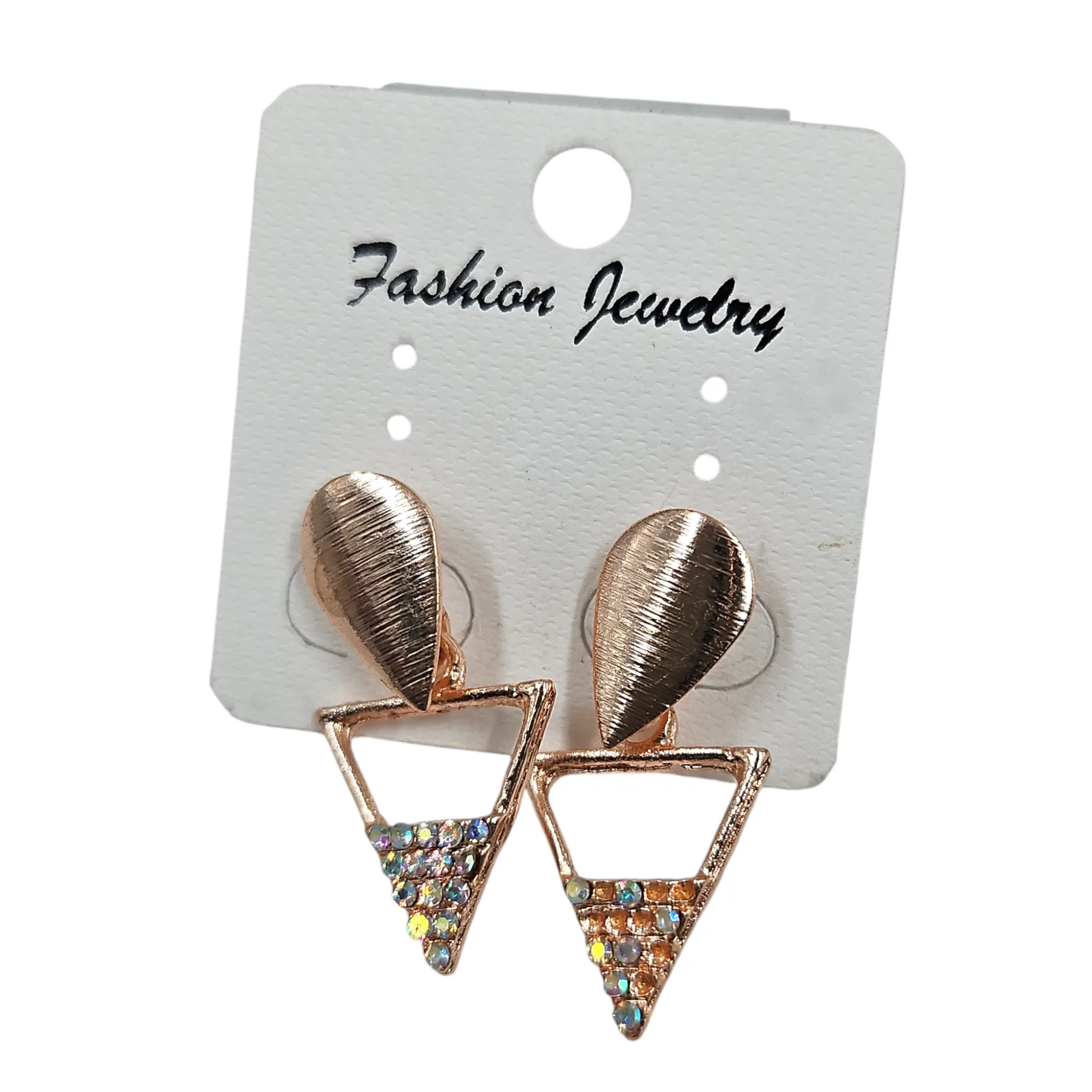 Small White Stones Metal Hanging Earrings 