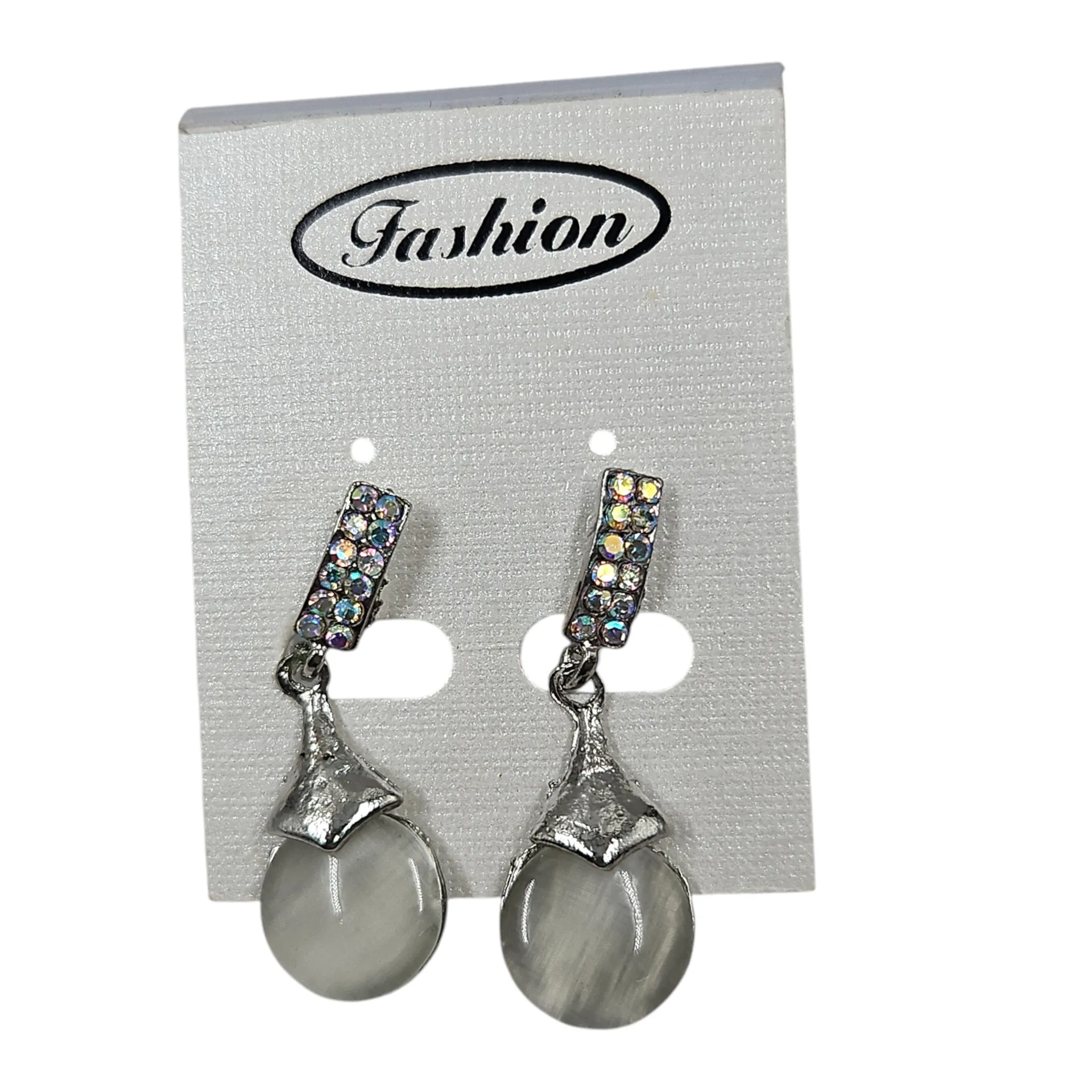 Small White Stones Metal Hanging Resin Drop Earrings