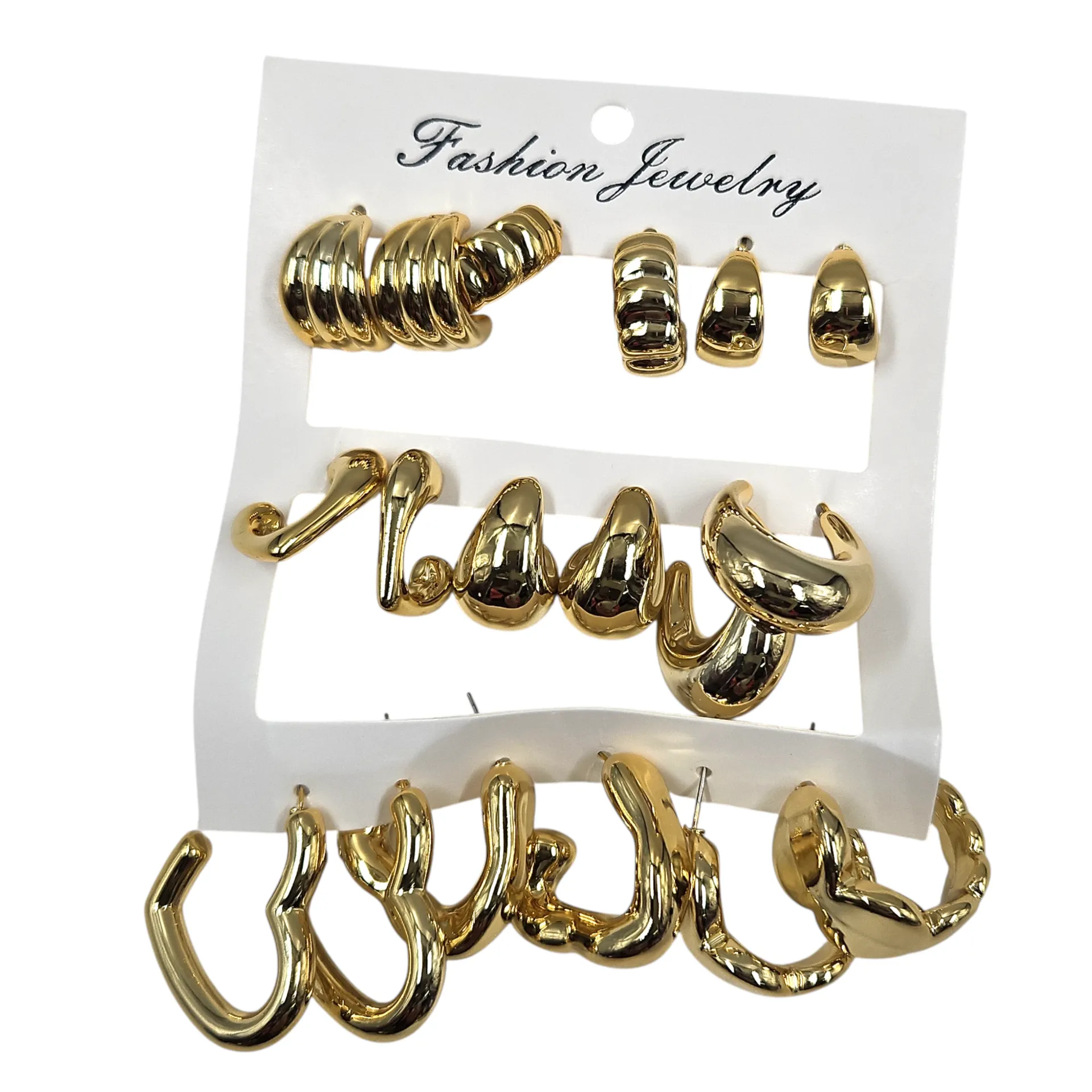 [IX2505374] Fashion Jewelry Golden Plated Half Hoop Earrings