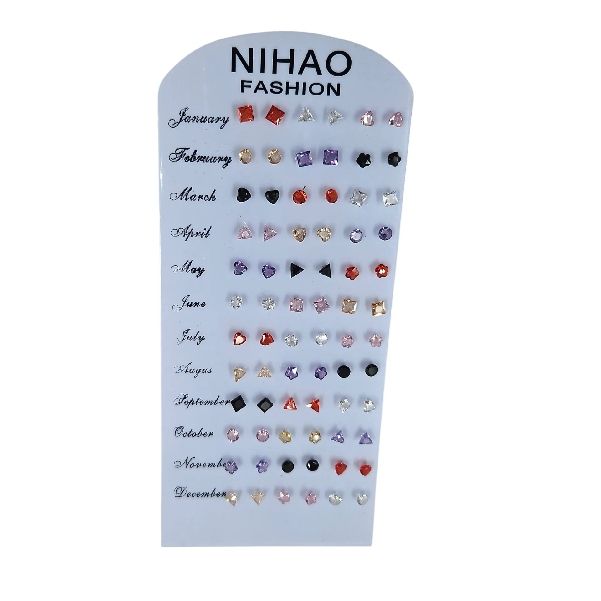 [IX2505377] Nihao Fashion Shapes Colored Stone Stud Earring