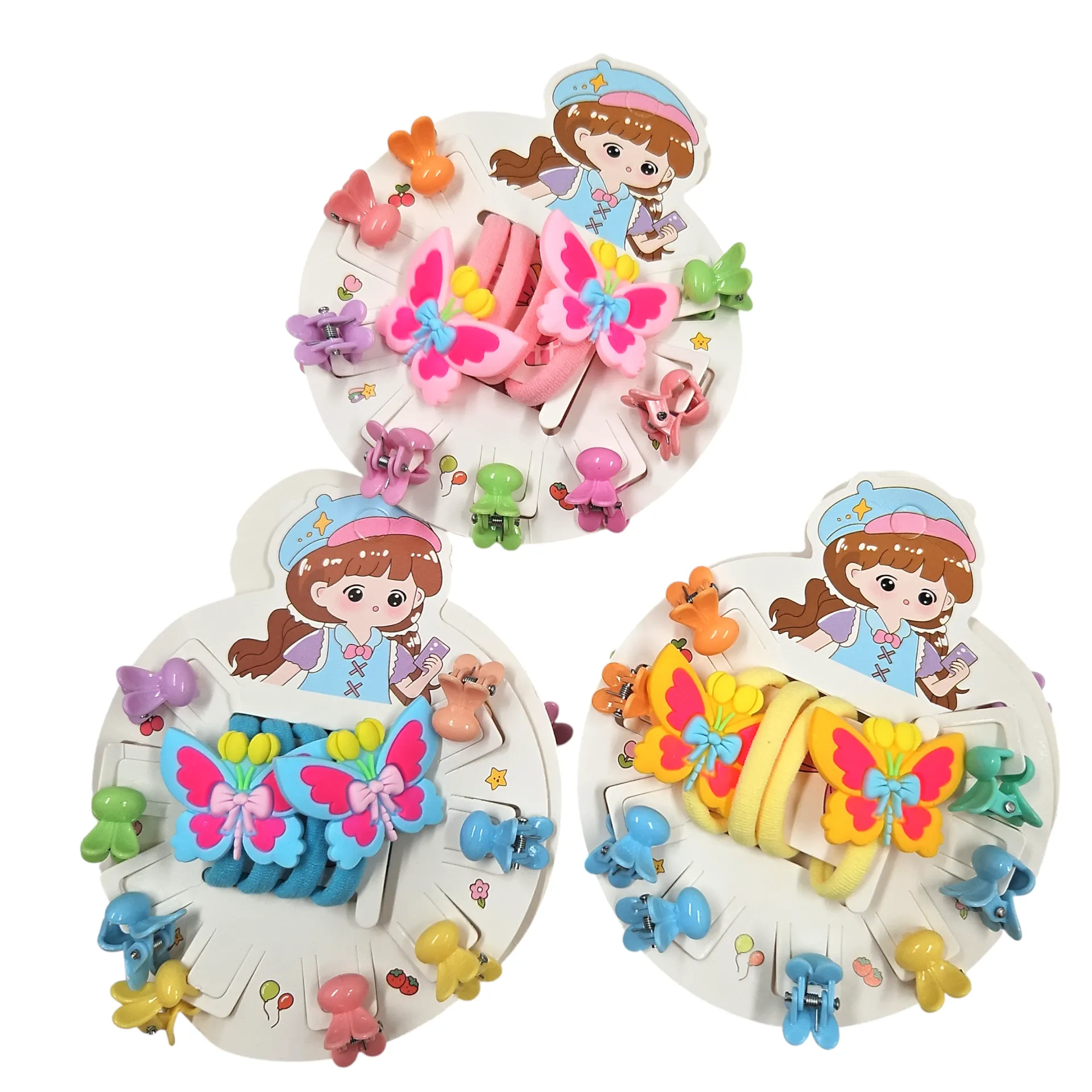 [IX2505420] Colorful Combo Pack Of 4 Hair Bun & 8 Mini Butterfly Crabs