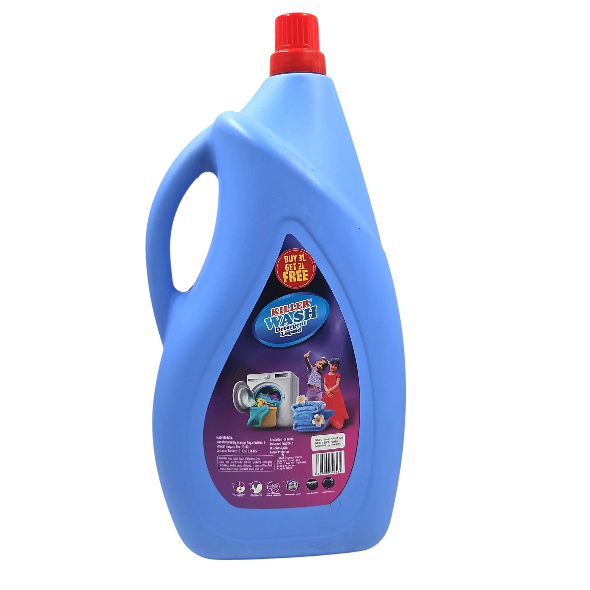 [IX2505433] Killer Wash Liquid Detergent (Buy 3 Liter + Get 2 Liter Free) (Blue)