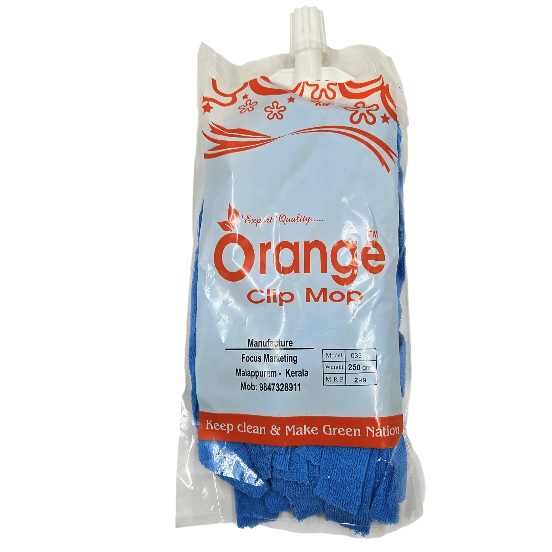 [IX2505446] Orange Clip Mop Microfiber Mop (Blue)