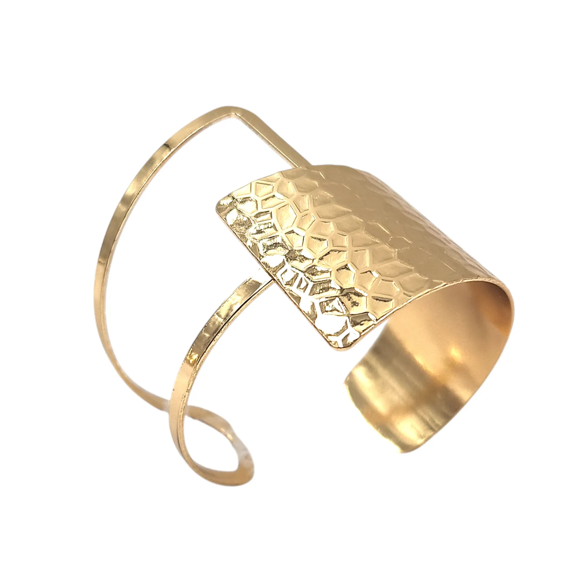 [IX2600042] Geometric Design Anti Tarnish Golden Hand Cuff Bangles