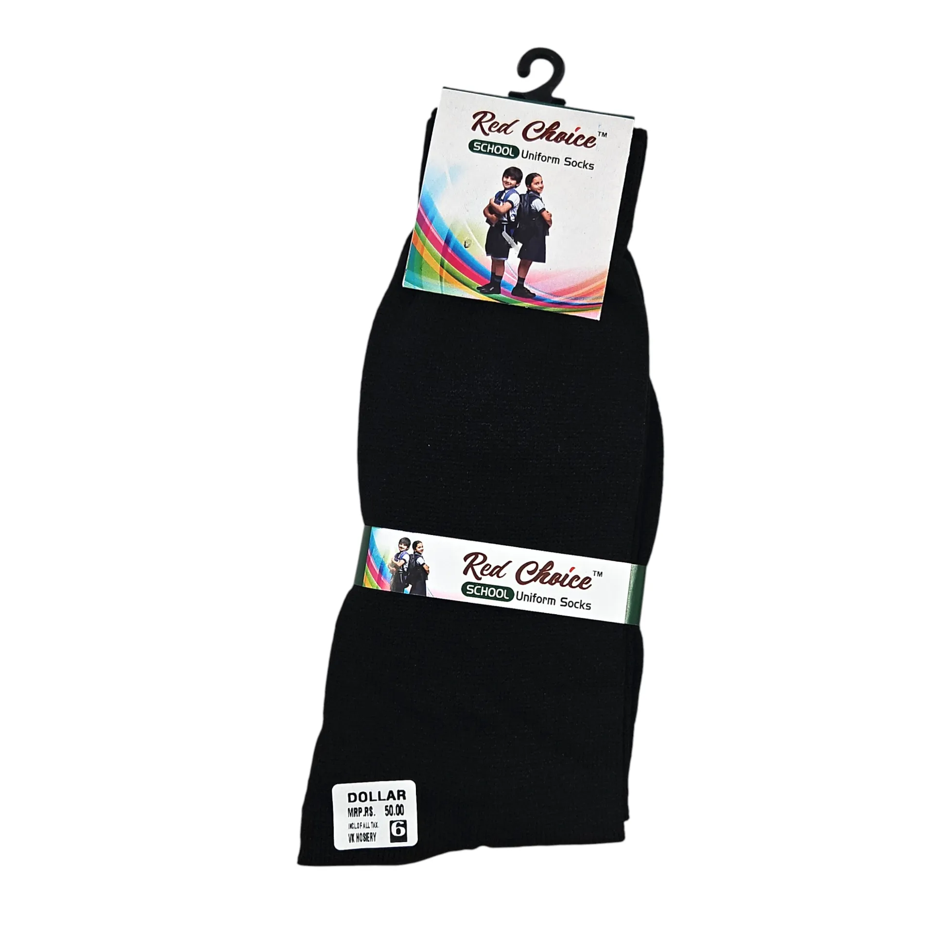 [IX2600083] Red Choice School Uniform Socks Black Size 6