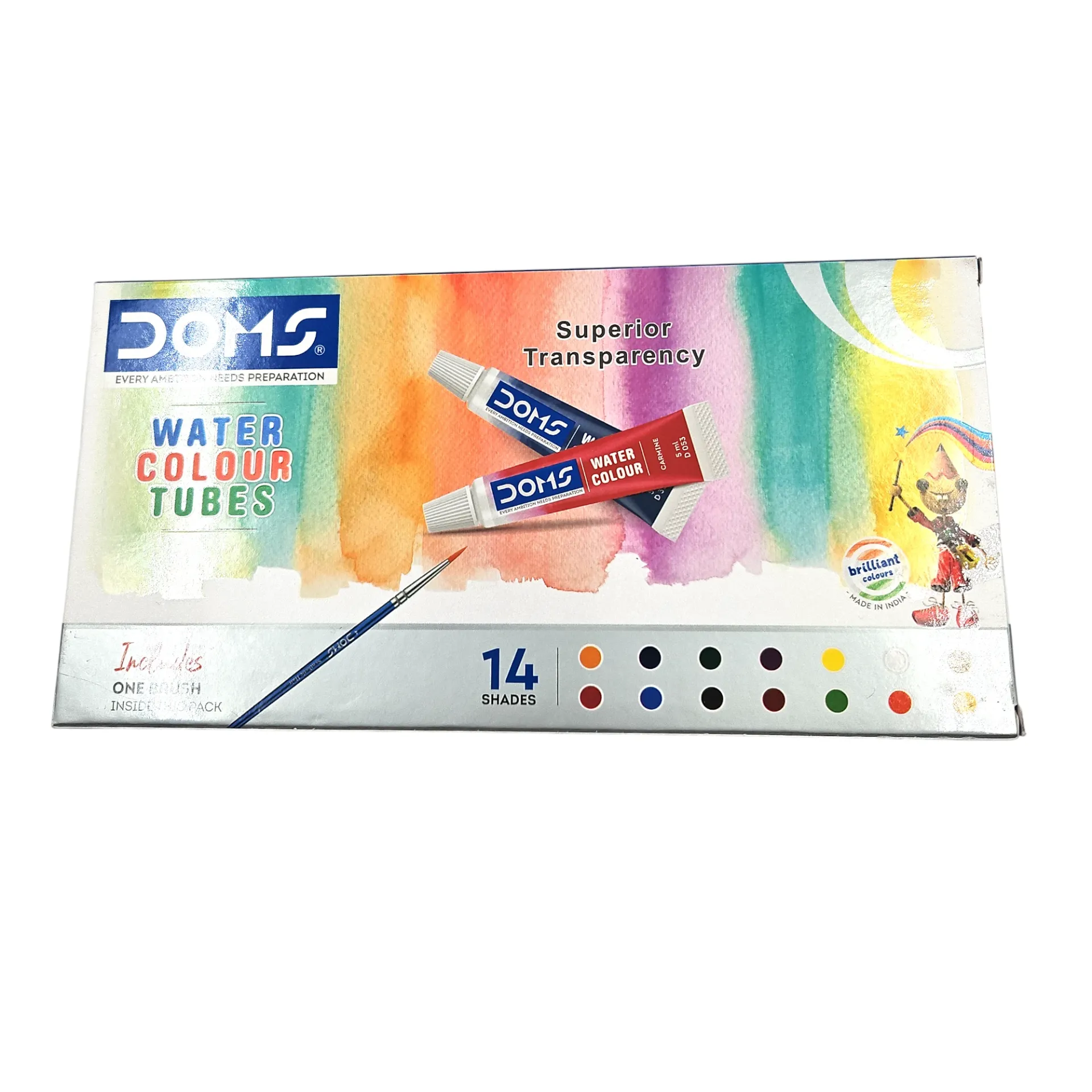 [IX2600111] Doms Water Color Tubes With Brush & Color 14 Shades 5ml Each