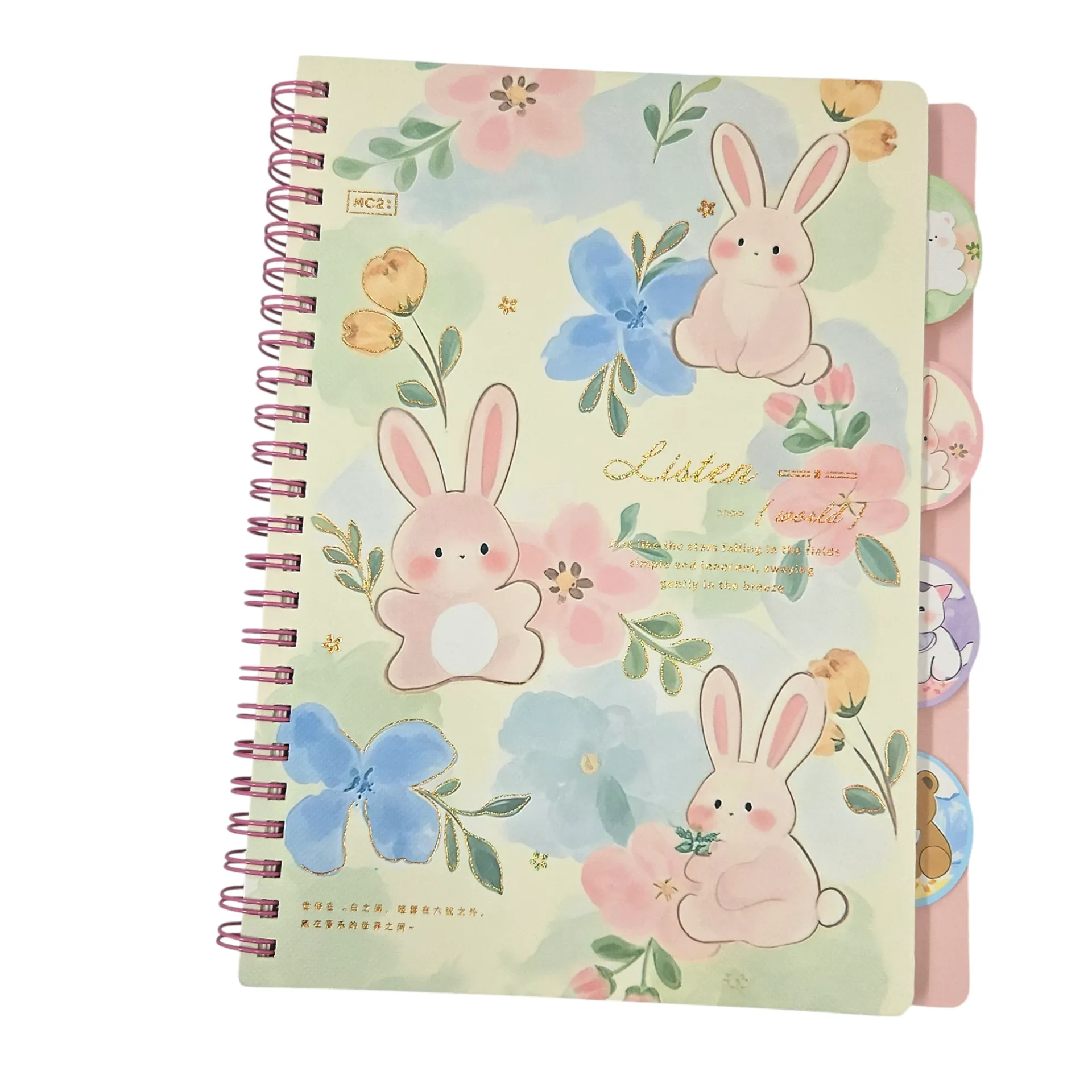 Listen World Cute Spiral-Bound Notebook  Diary