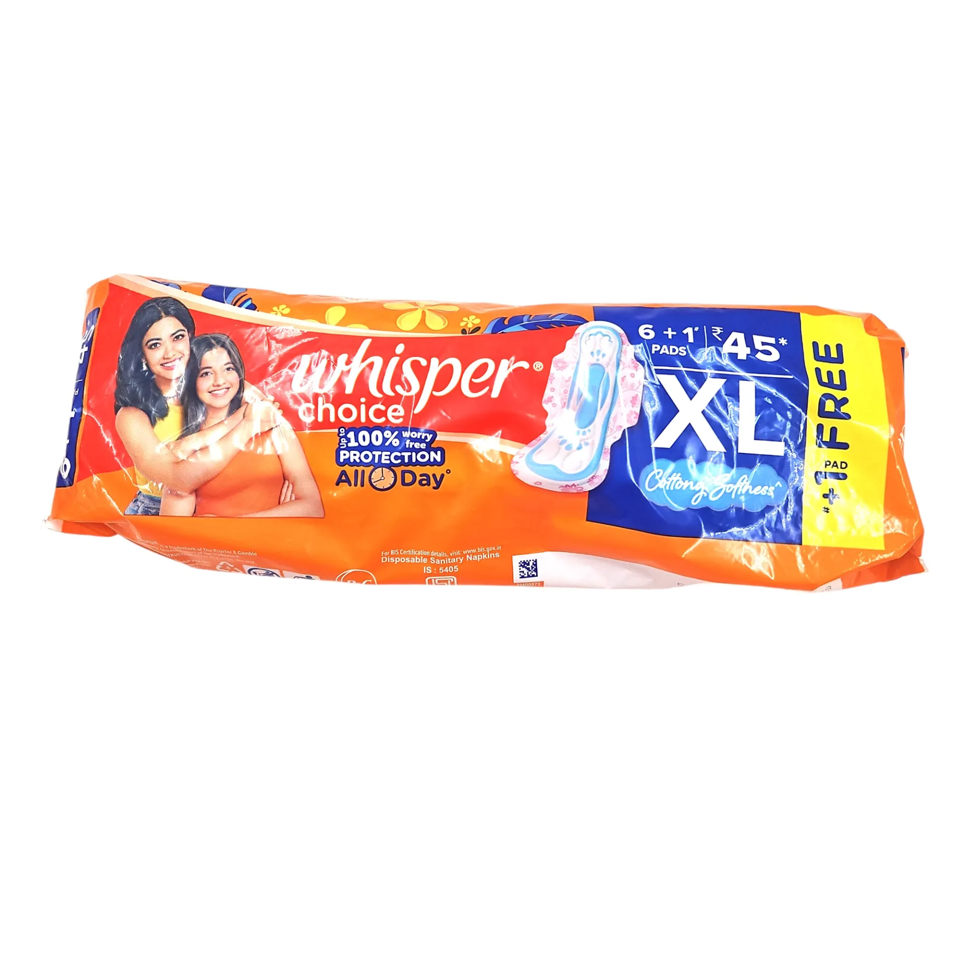 Whisper Choice XL 280mm Pads Pack of 6+1 Free MRP 45