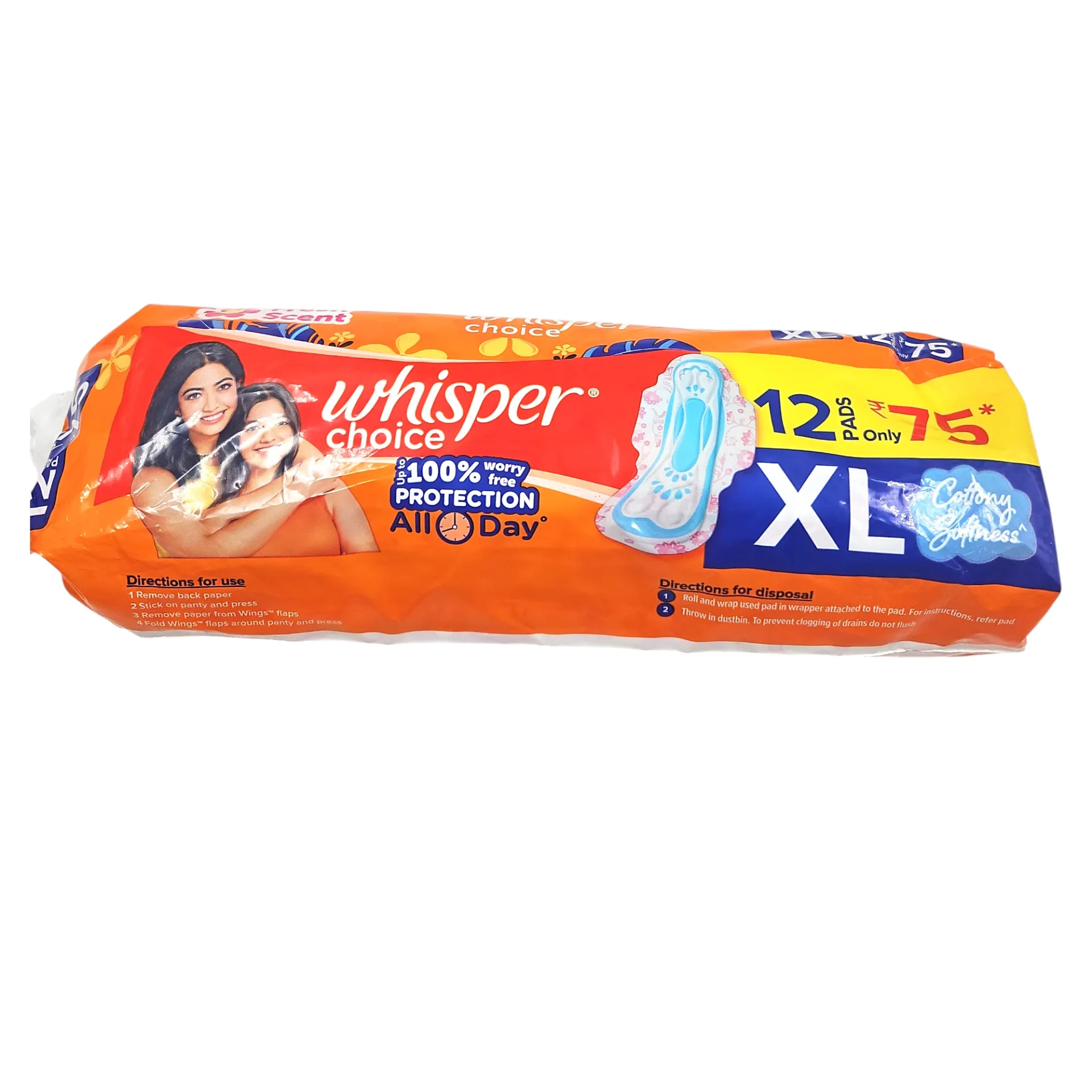 [IX2600128] Whisper Choice XL 280mm Pads Pack of 12 MRP 75