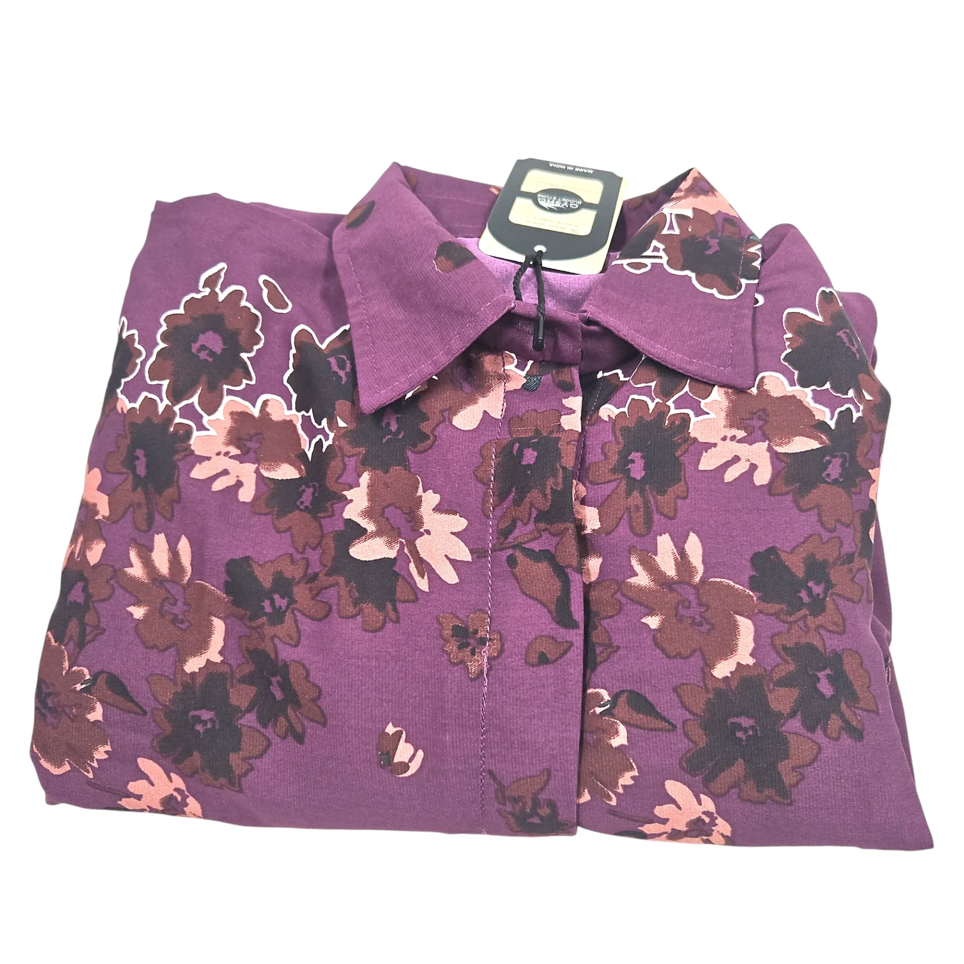 Oysho Brown Floral Print Purple Pardah Gown With Elastic Hand With Tie XXL