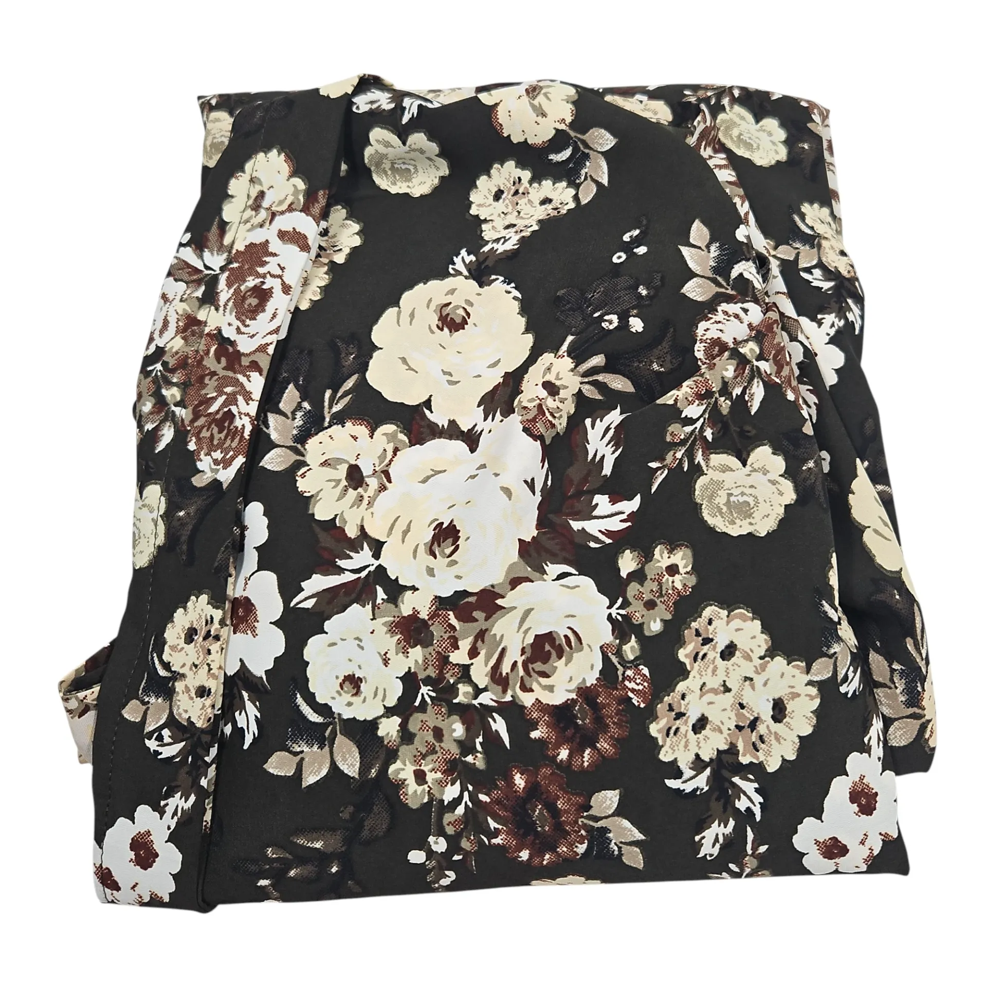 Floral Printed Dark Green Open Pardah Gown With Elastic Hand With Tie XXL