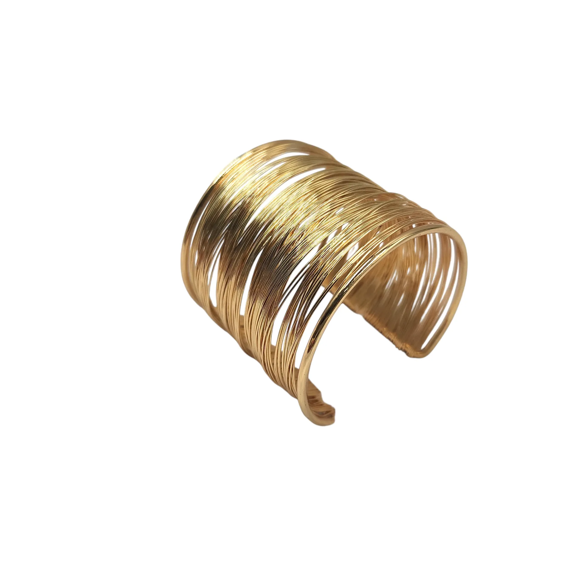 [IX2600198] Fashion Golden Metal Wire Cuff Bangles Meduim (Golden)
