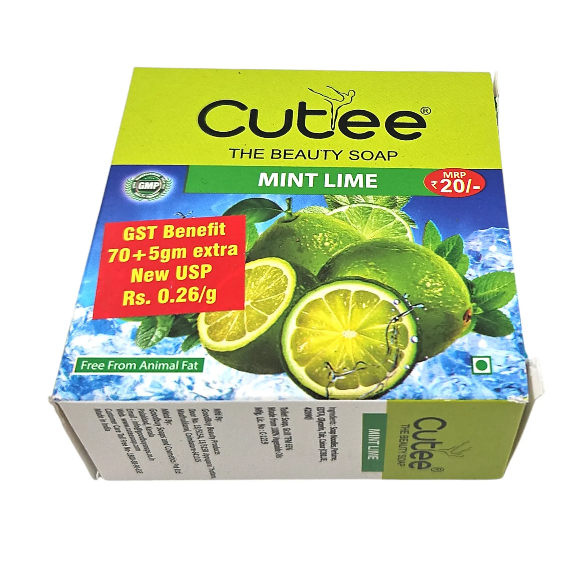 [IX2600230] Cutee The Beauty Soap 75g MRP 20 (Mint Lime)