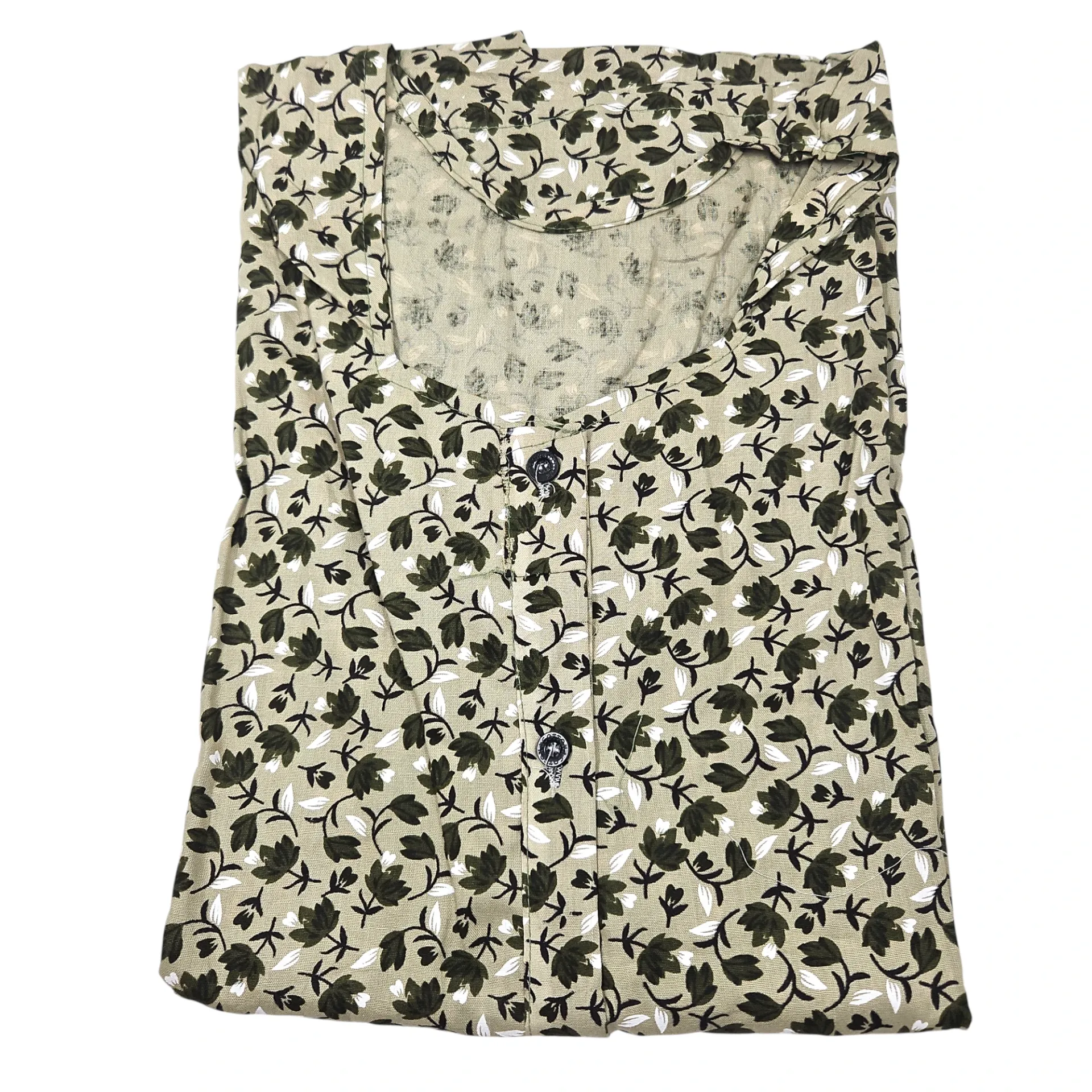 N-K 82 Leaf Print Cotton Front Open Maxi Maxi 56