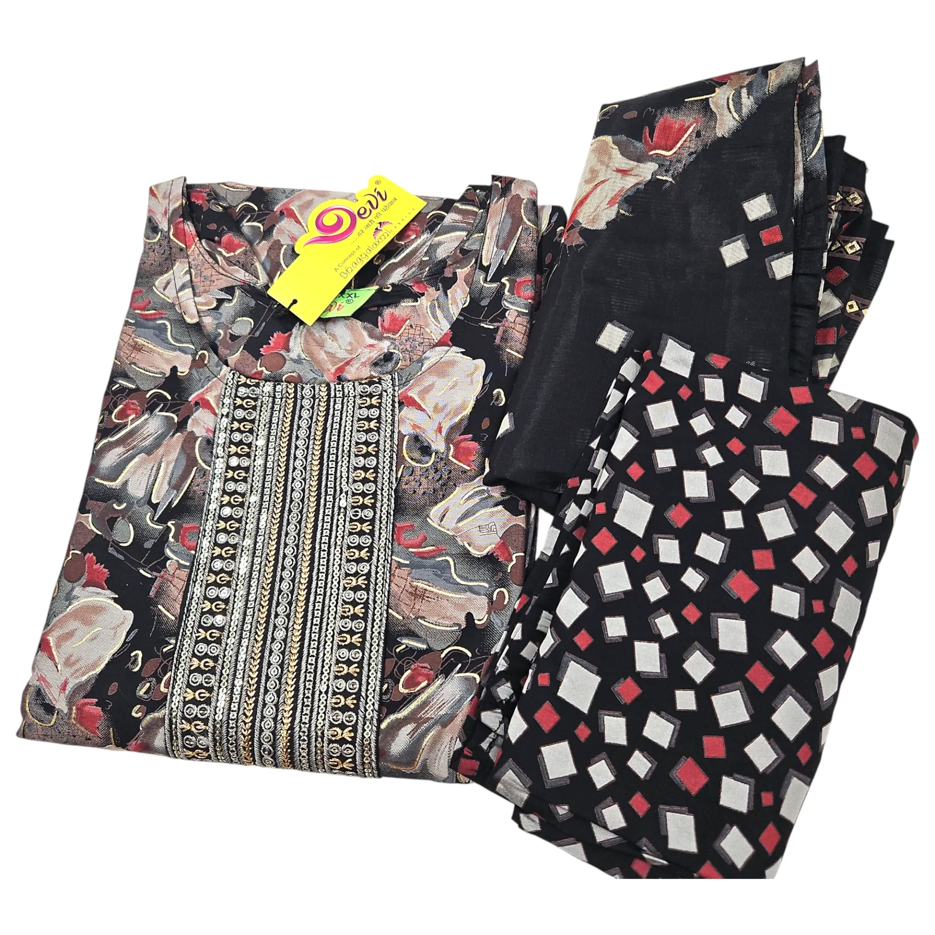 1002 N-E 90 Zoya Muslin Printed 3 Pcs Churidar Set 3XL