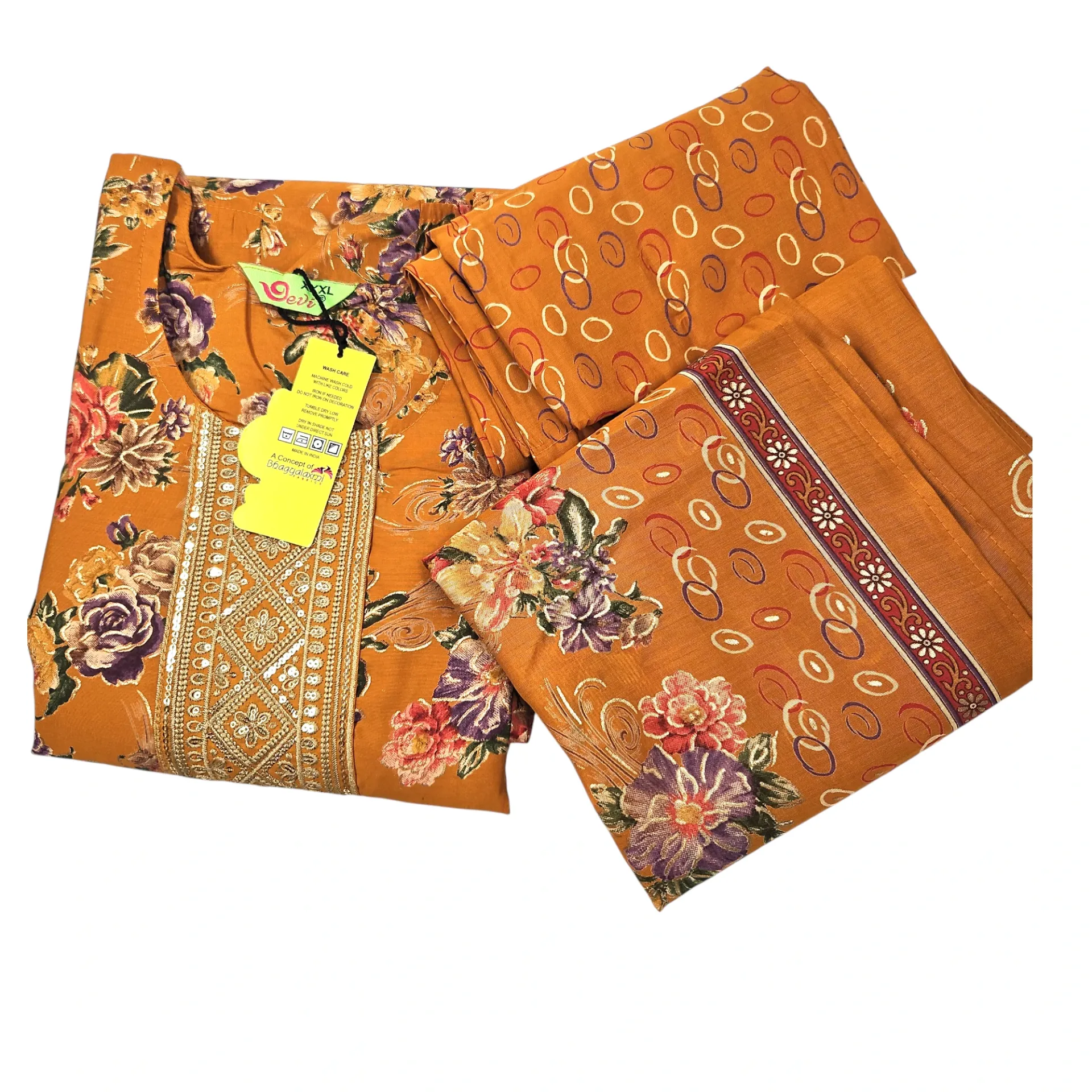 [IX2600307] 1003 N-E 90 Zoya Muslin Printed 3 Pcs Churidar Set XXXL