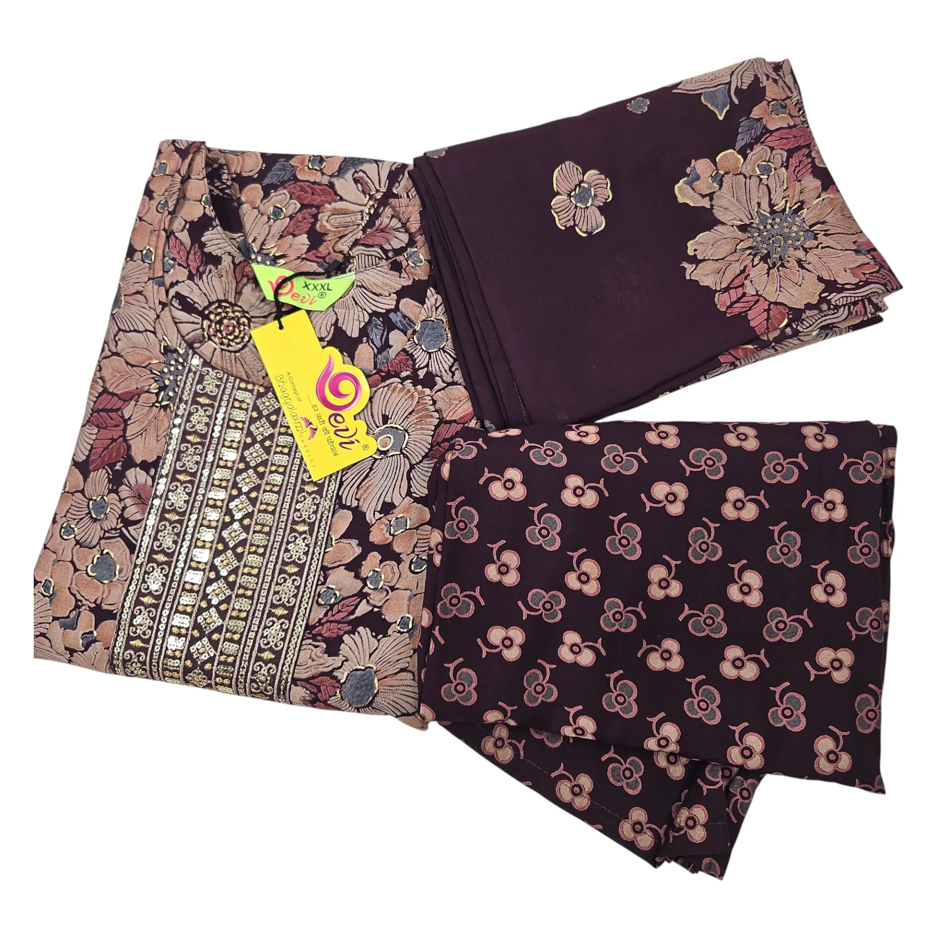 1007 N-E 90 Zoya Muslin Printed 3 Pcs Churidar Set XXXL
