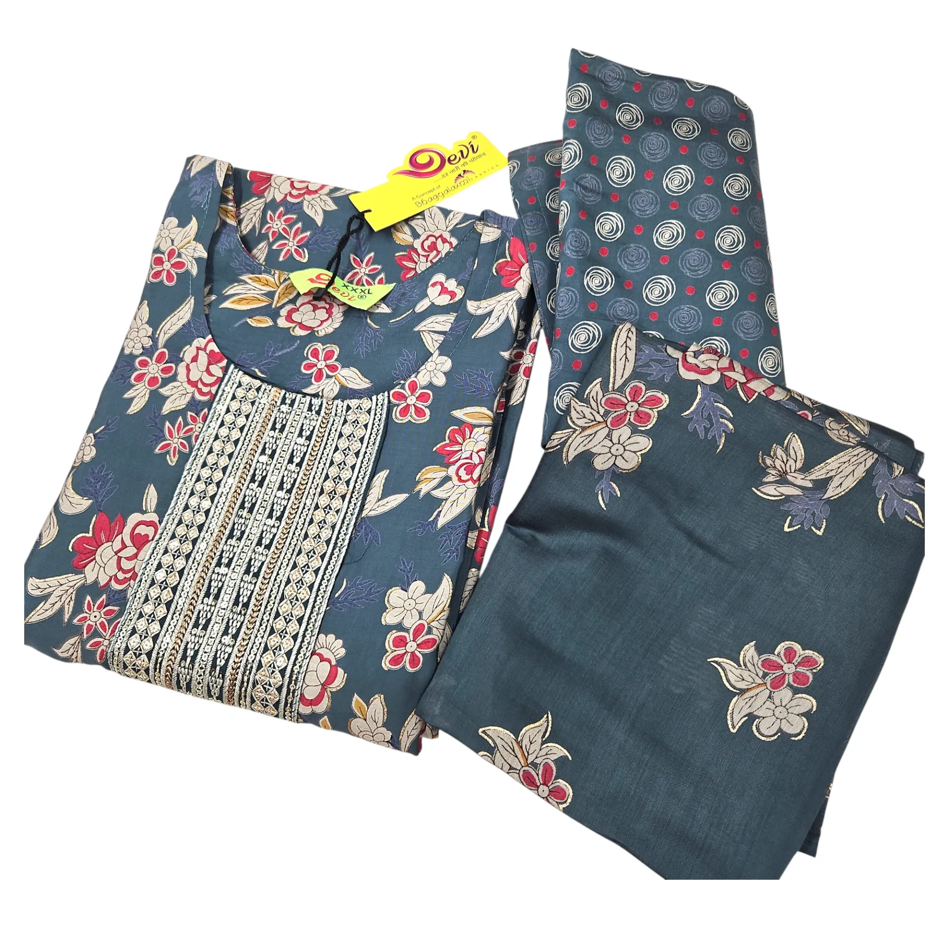 1009 N-E 90 Zoya Muslin Printed 3 Pcs Churidar Set 3XL