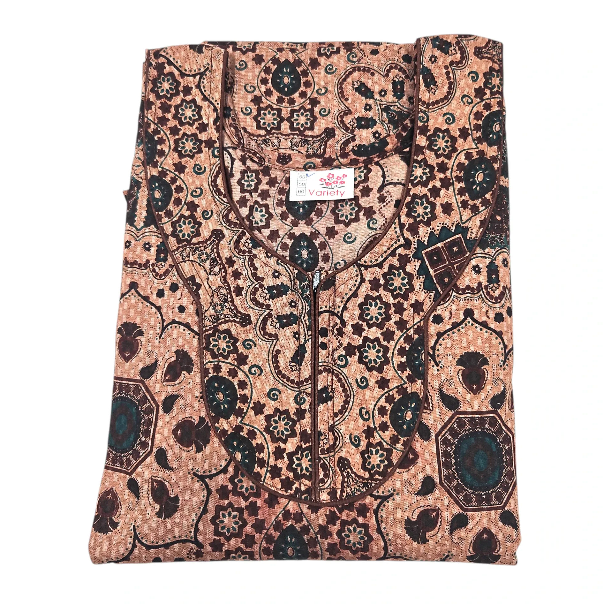 [IX2600316] Variety Brown Patterned Cotton Maxi 56