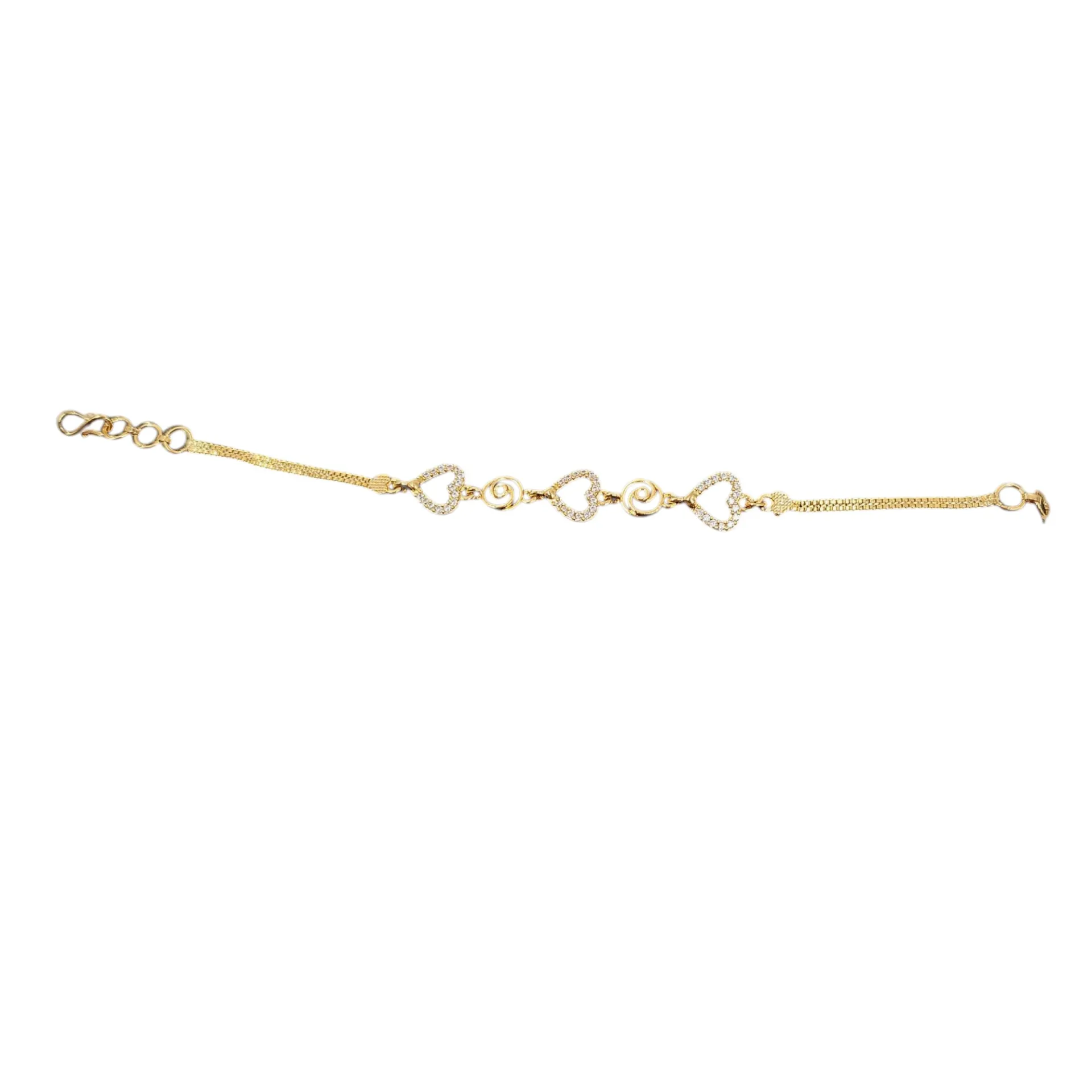 [IX2600341] Guarantee Golden Imitation White Stone Heart Shaped Bracelet