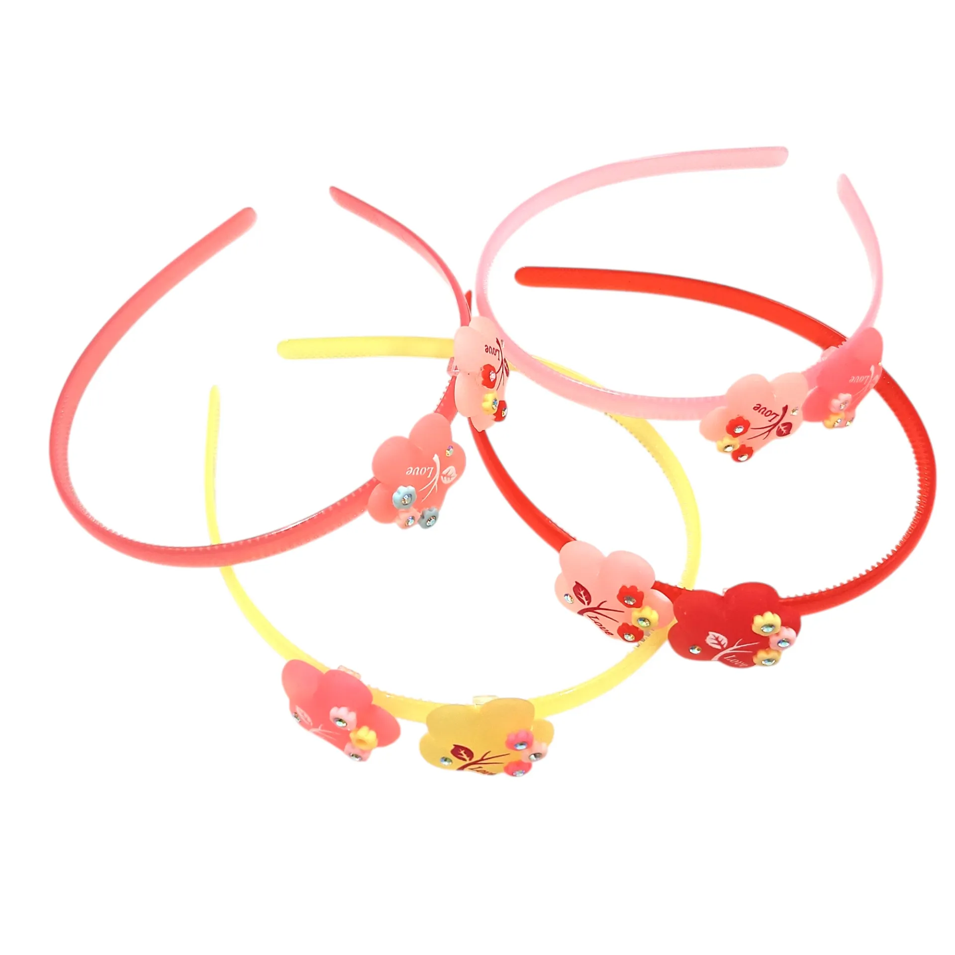 [IX2600345] Plastic Hair Band With Double Flower