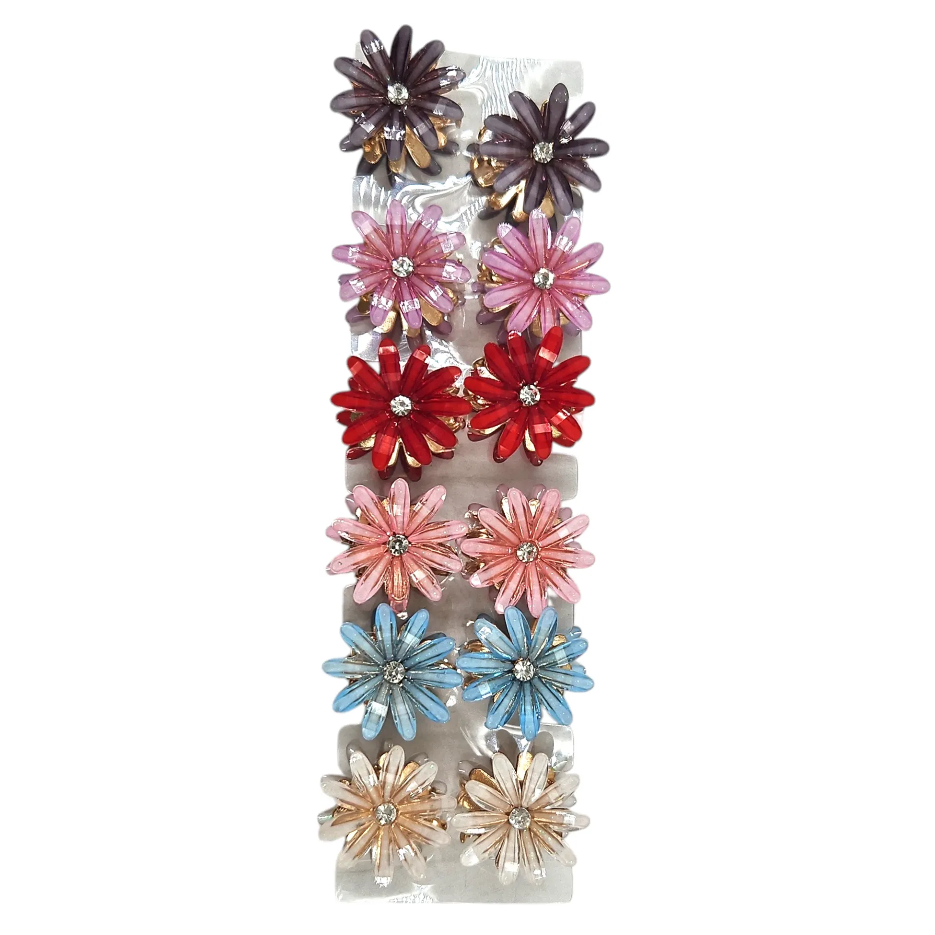 Lilly Crystal Flower Hair Claw Clips Small