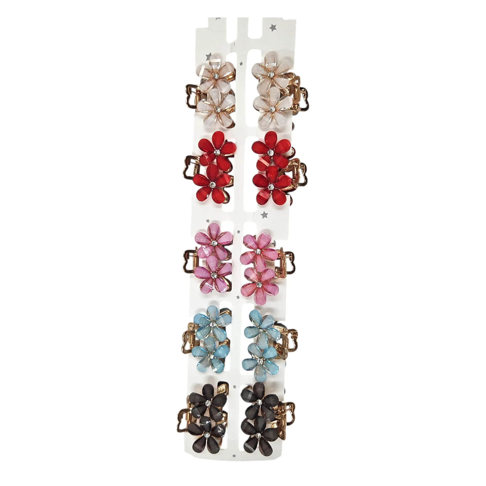 [IX2600347] Daisy Crystal Double Flowers Hair Claw Clips