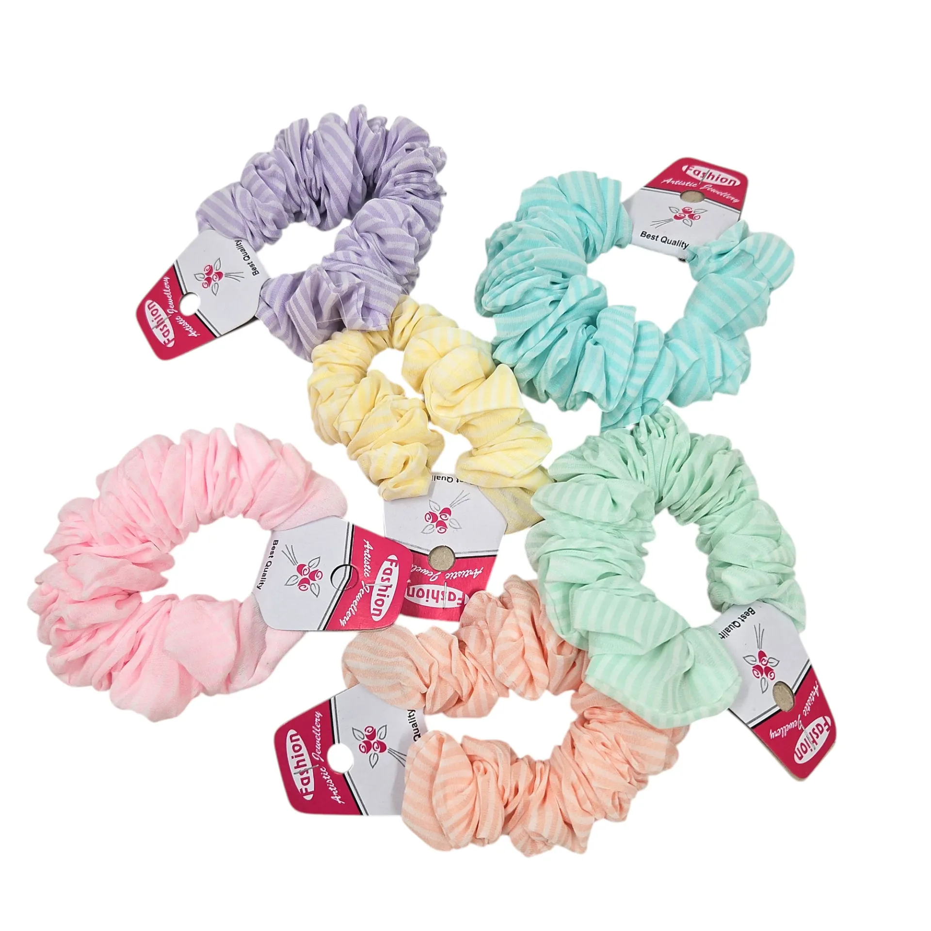 Pastel Colors Lined Scrunches Large