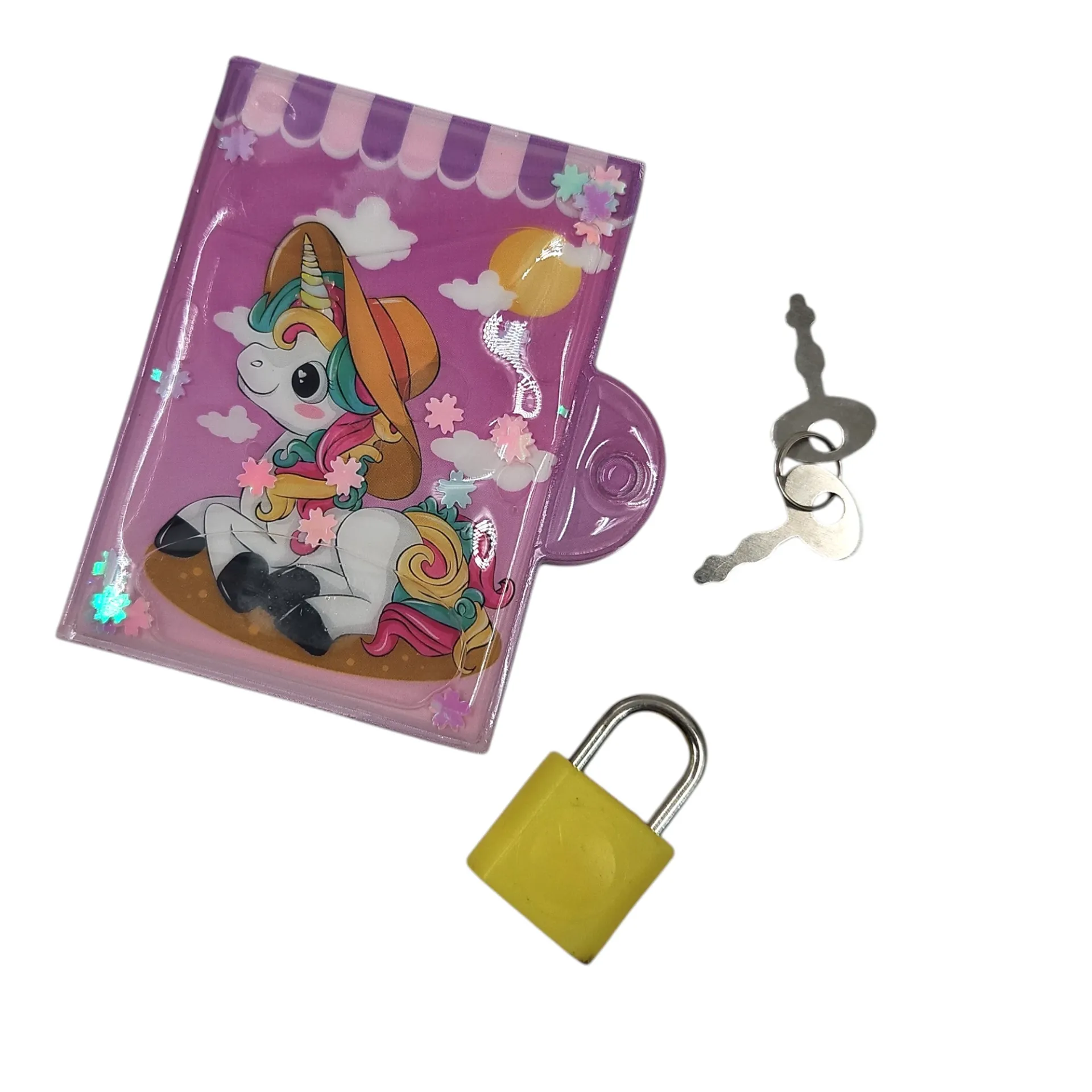 Cartoon Theme Sticker Diary, Pad Lock & Key