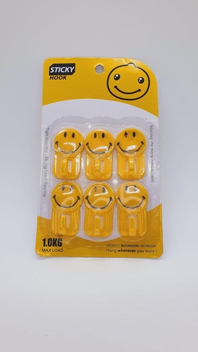 Smiley Adhesive Hook 6 Pcs