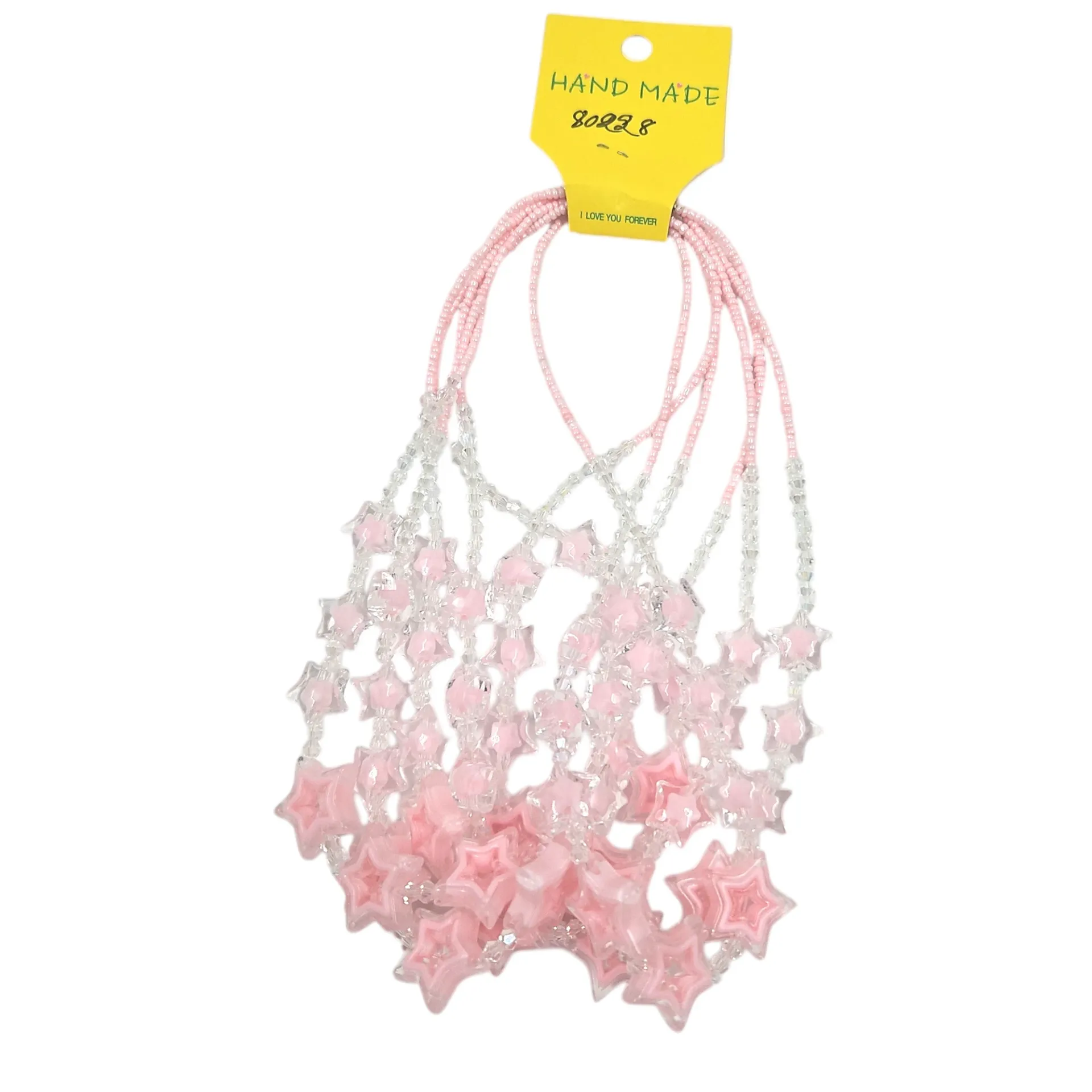 [IX2600498] Transparent Star Beads Muthu Mala (Pink)