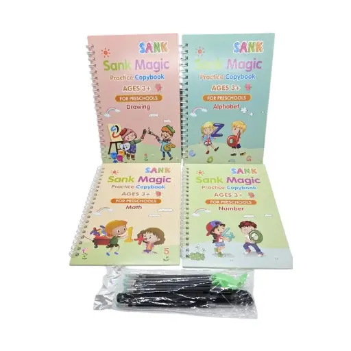 [IX002239] Sank Magic Practice Copybook Set Of 4 With Pen & Eraser 