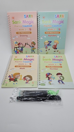 [IX002239] Sank Magic Practice Copybook Set Of 4 With Pen & Eraser 
