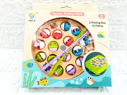 [IX002481] Square Fishing Game With 2 Fishing Rod & 15 Fishes