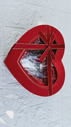 [IX002504] Red Heart Shape Gift Box With Bow Ribbon 