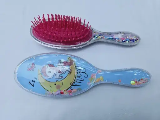 [IX002574] Fancy Oval Unicorn Hair Brush With Sequence
