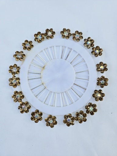 [IX002704] Imitation Broch Golden Floral Maftha Pin